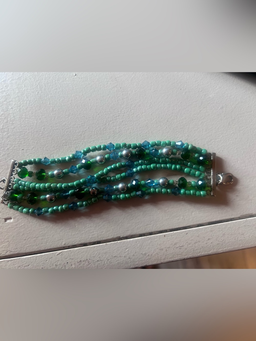 Multi-Strand Beaded Bracelet - Teal/Green
